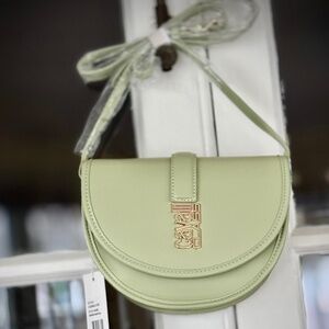 NWT Cavalli Class Light Green Crossbody Bag Marina Saddle Flap Purse